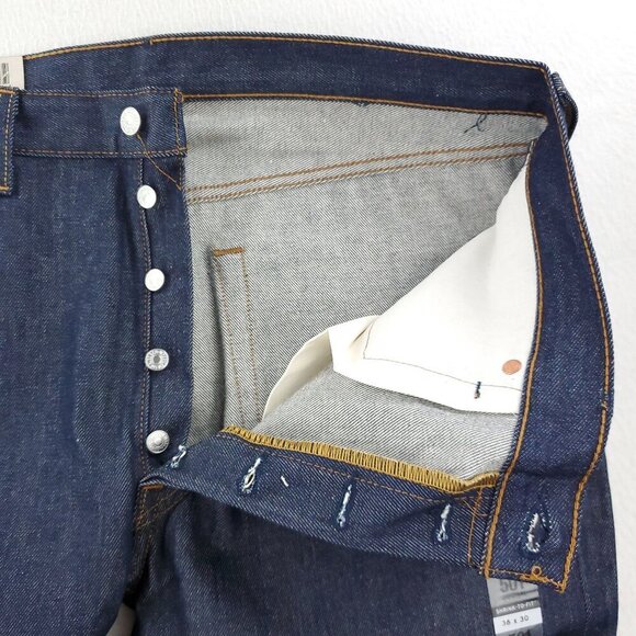 Levi's 501 Shrink to Fit Jeans Rigid Button Fly Denim Men "36x30" Real 38x30 NWT - Picture 5 of 12